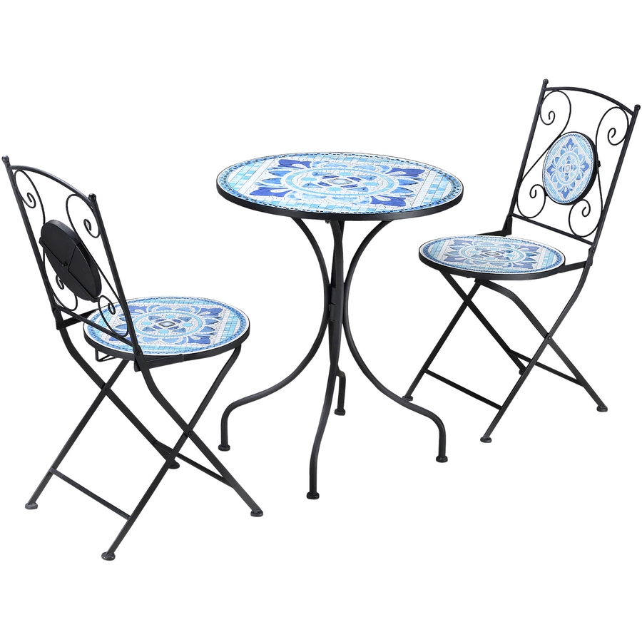 Outsunny Gartenmöbel-Set mit Stahlrahmen blau, schwarz