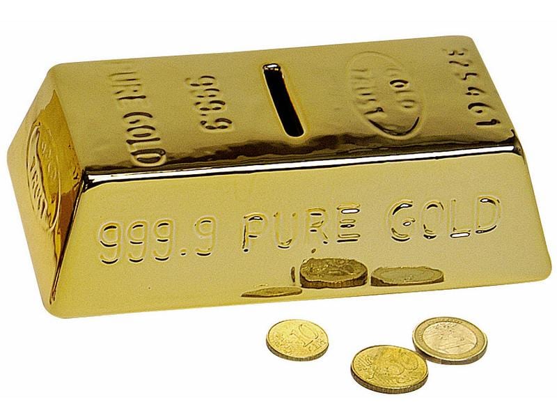 G. Wurm Spardose Goldbarren, aus Keramik, 16 cm Sparkasse in glänzend Gold
