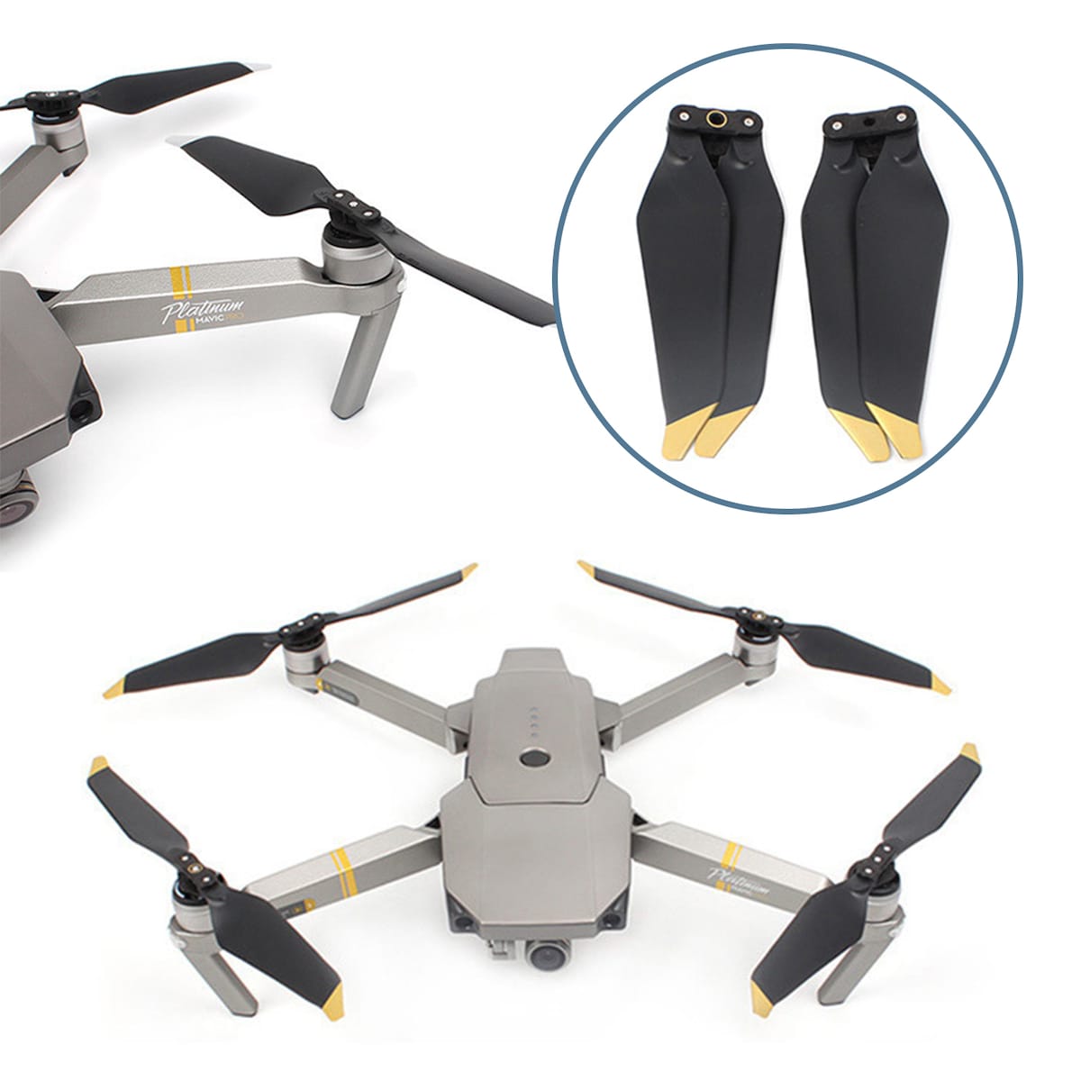 2 par 8331F propeller for DJI Mavic PRO Svart gull