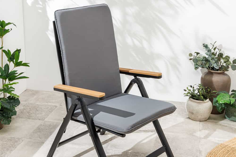 Outdoor Sitzkissen COMFORT LINE 50x122cm anthrazit für Hochlehner-Stuhl Polsterauflage