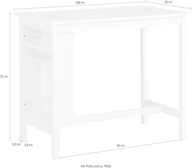 Home affaire Bartisch »Torpedo, TOPSELLER!« Bartisch, Küchentisch, Esstisch, OTTOs Choice,  Gestell Massivholz Kiefer, Tischplatte und Regal MDF, Küchentisch