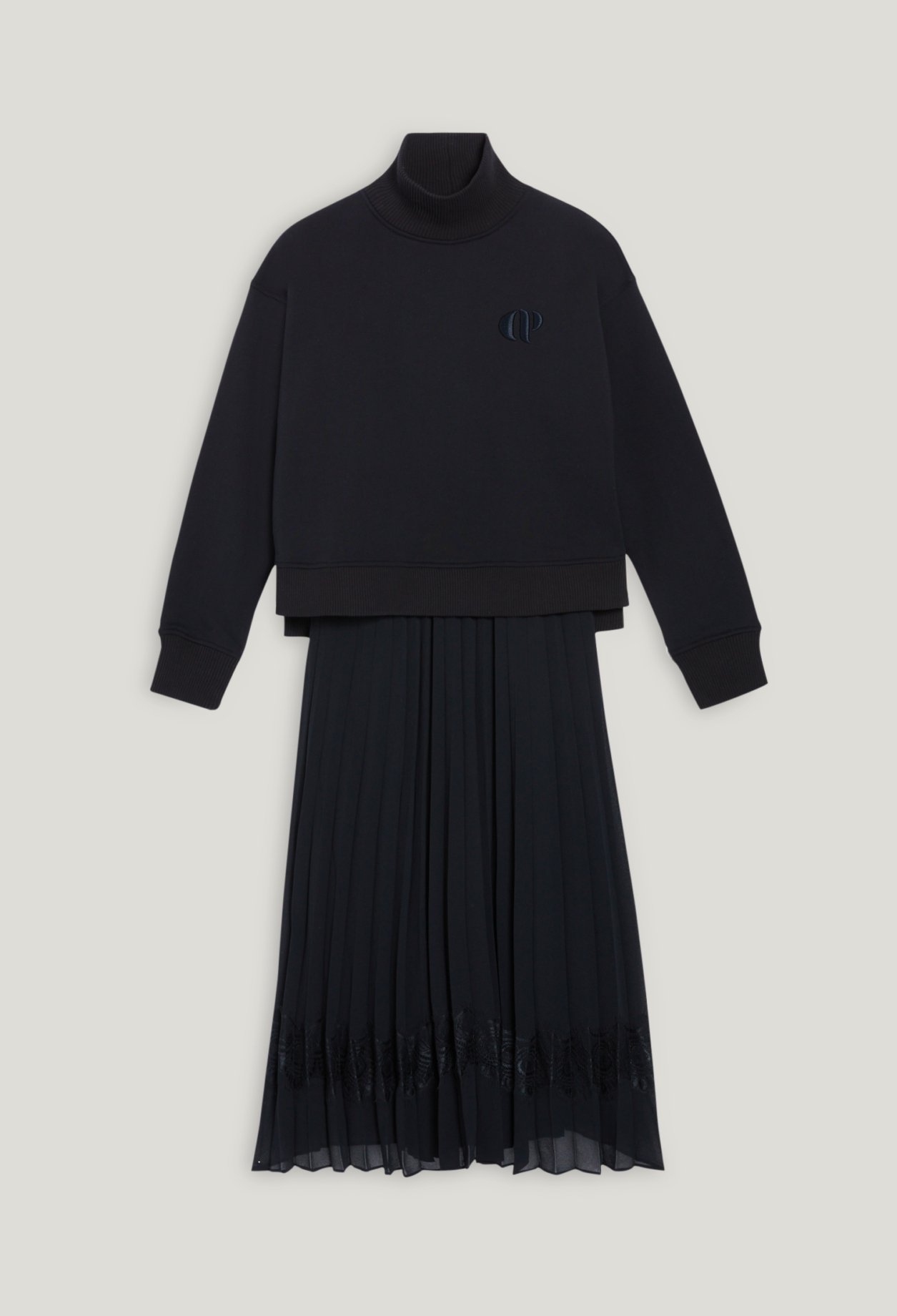 Robe Teli midi trompe l'&oelig;il bleu marine