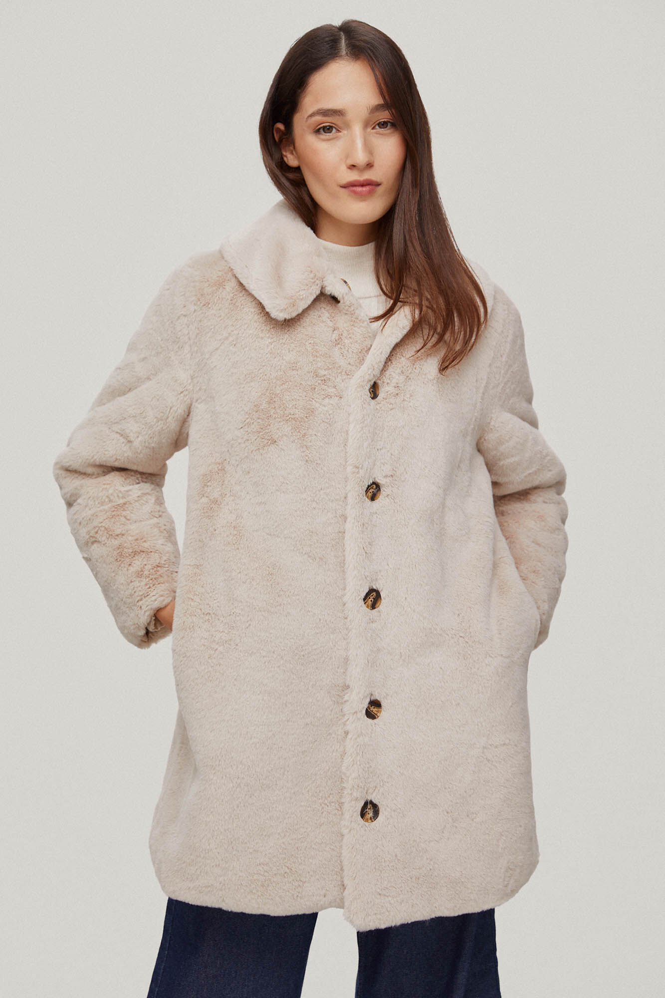 Parka reversível de pele - Bege