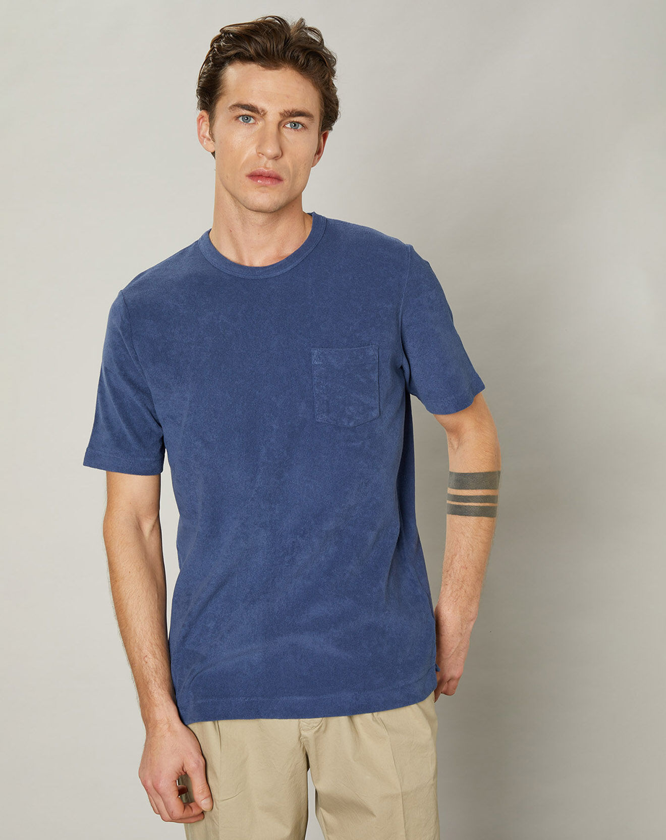 Hartford T-Shirt en éponge Pocket Crew pétrole