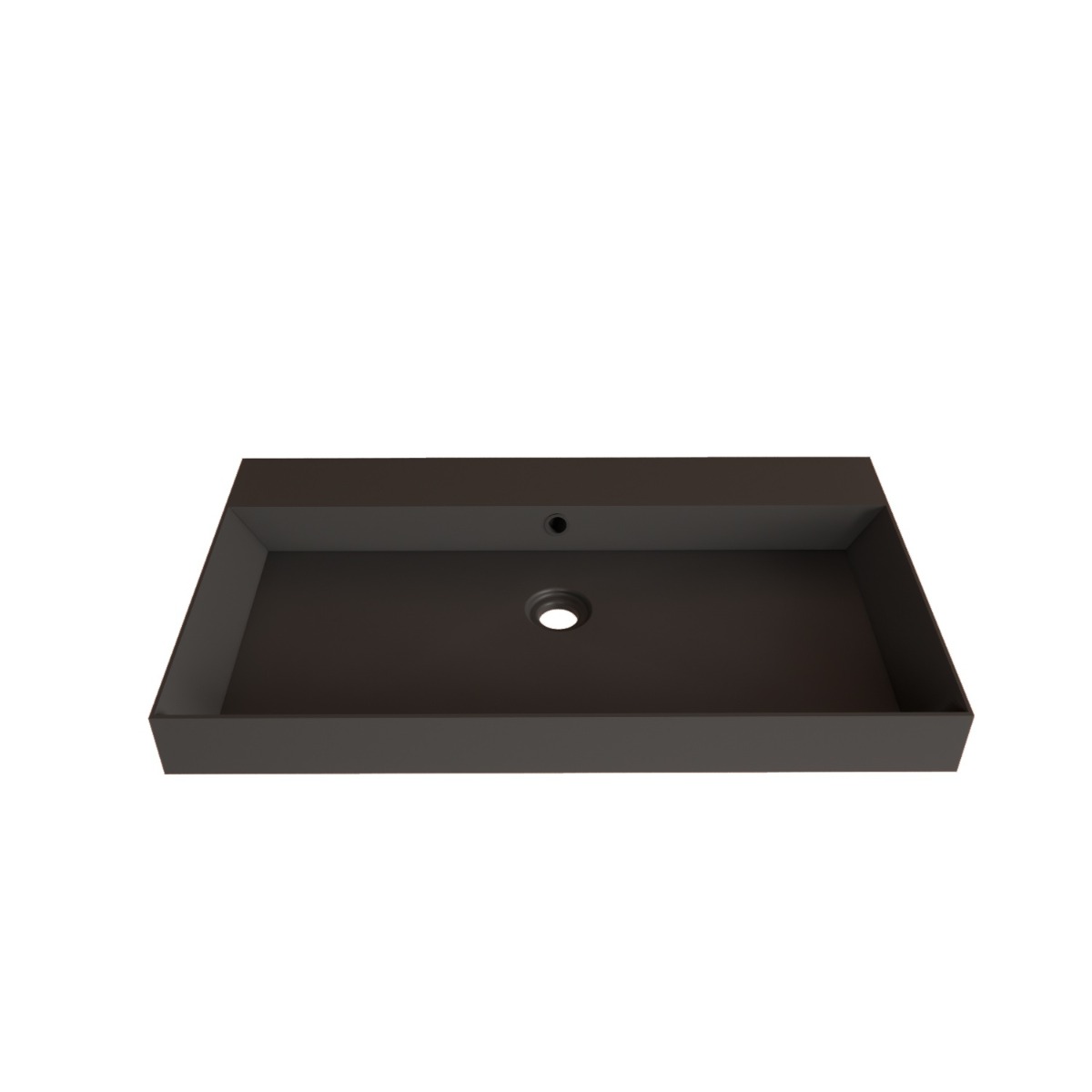 Fontana Kolo wastafelmeubel kasteel bruin 80cm zwarte wastafel 1 kraangat met ronde spiegel
