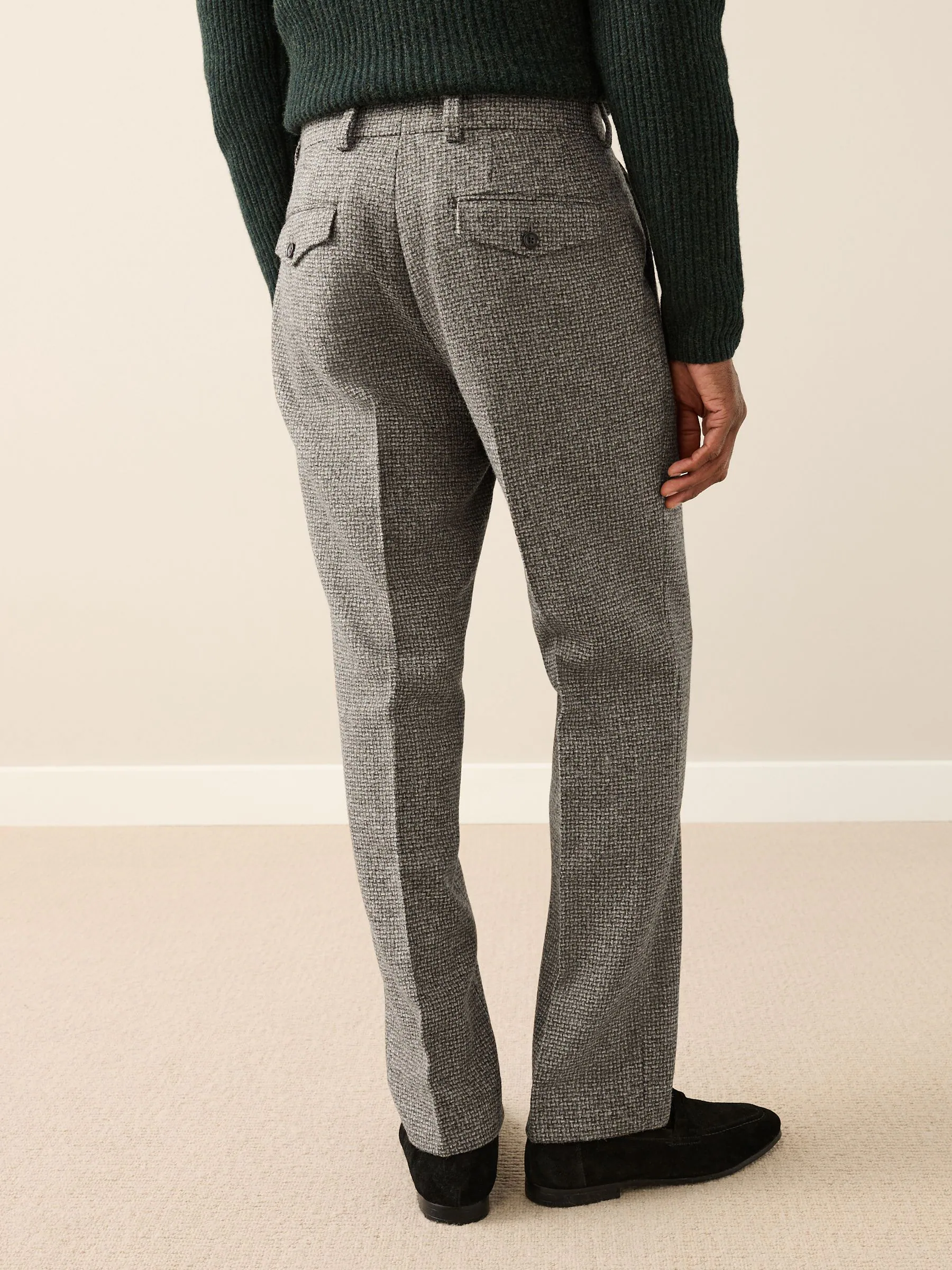 Neutraal - Regular Fit Signature Moons 100% British Wool Textured Trousers