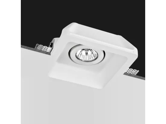 Collerette Downlight Intégration Plâtre/Pladur Carrée pour Ampoule LED GU10/GU5.3 Coupe 158x158 mm UGR17 Blanc
