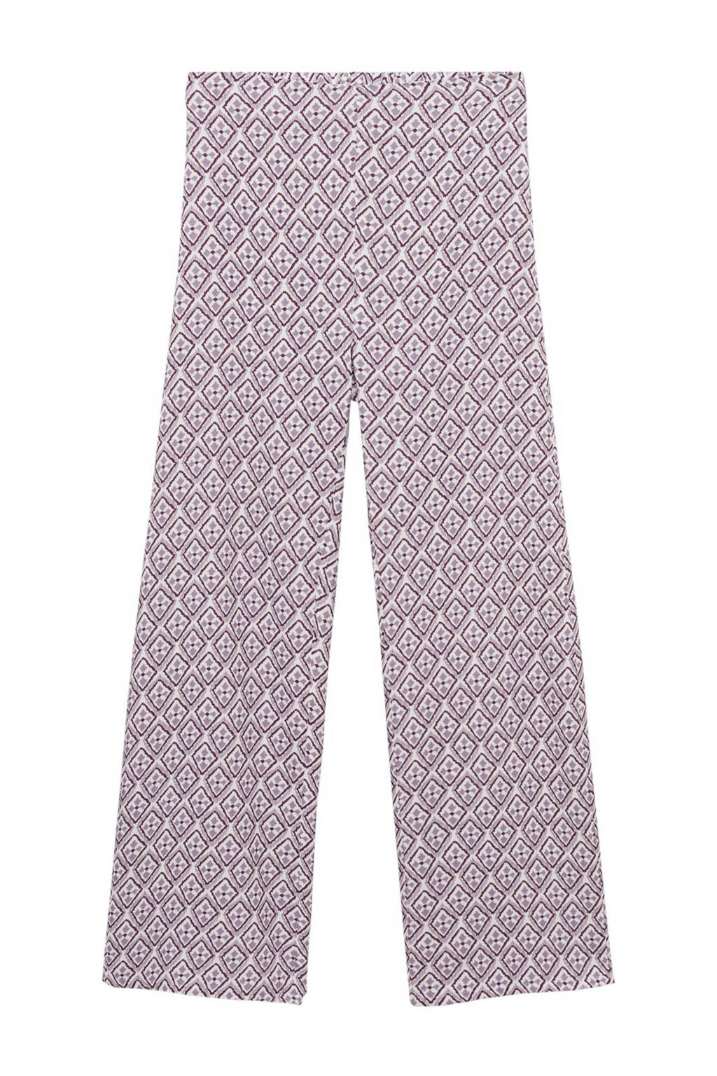 MANGO TEEN broek met all over print lila/wit