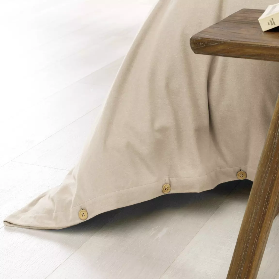 Housse de couette flanelle de coton (140 x 200 cm) Théa Beige