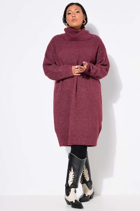 Strick-Minikleid, oversized, Rollkragen, Langarm
