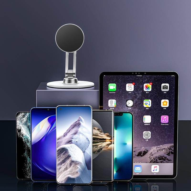 Magnetische Desktop Smartphone Halterung aus Aluminium (177x100mm) - Silber