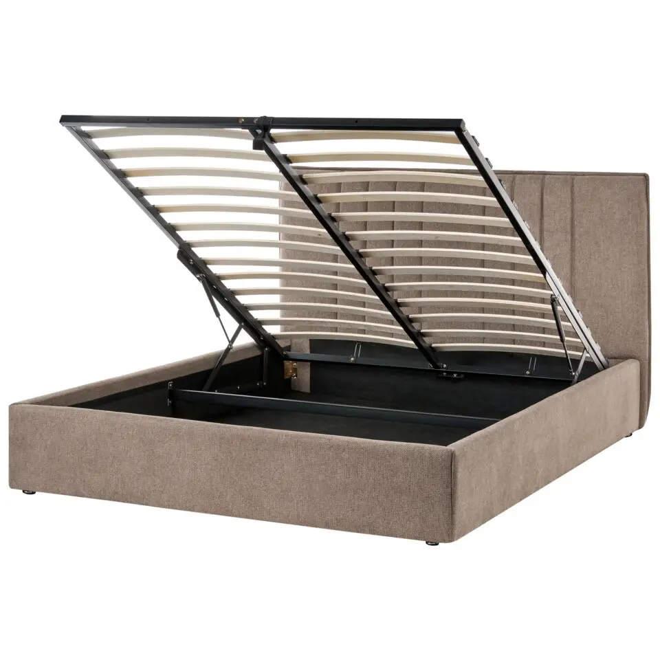 TARASCON - Tweepersoonsbed - Taupe - 140 x 200 cm - Stof