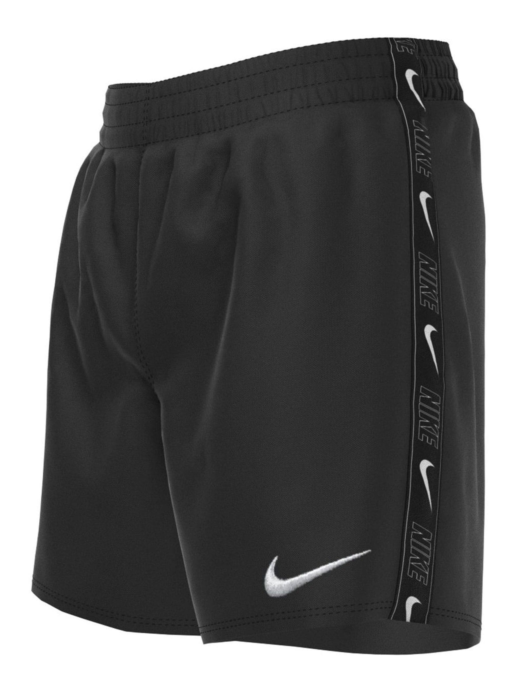 Zwart - Nike Swim Logo Tape 4 Inch Volley Shorts