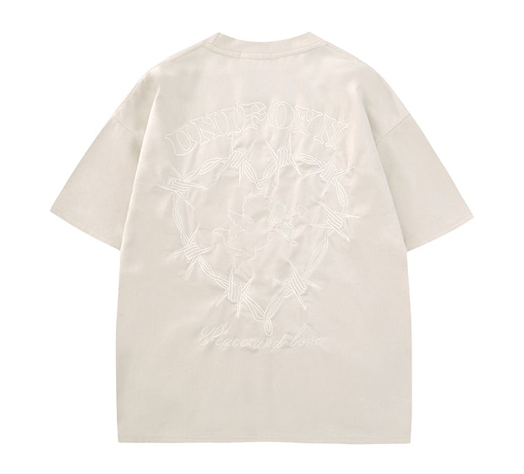 CHIC ERRO - T-shirt met korte mouwen, ronde hals en geborduurde letters