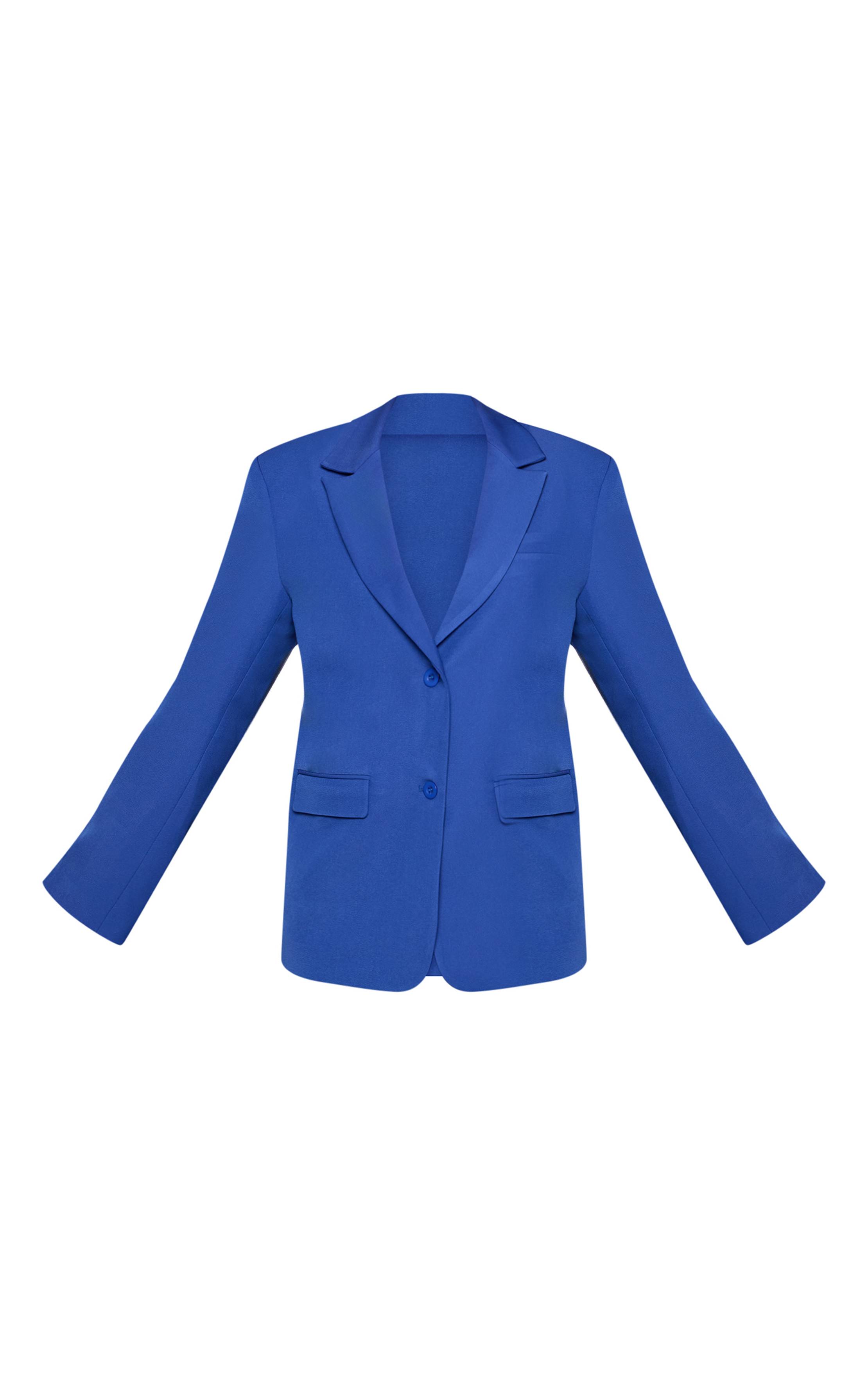 Bleu Cobalt Blazer Dad Oversize Ajusté En Tissu Tissé Coordonné