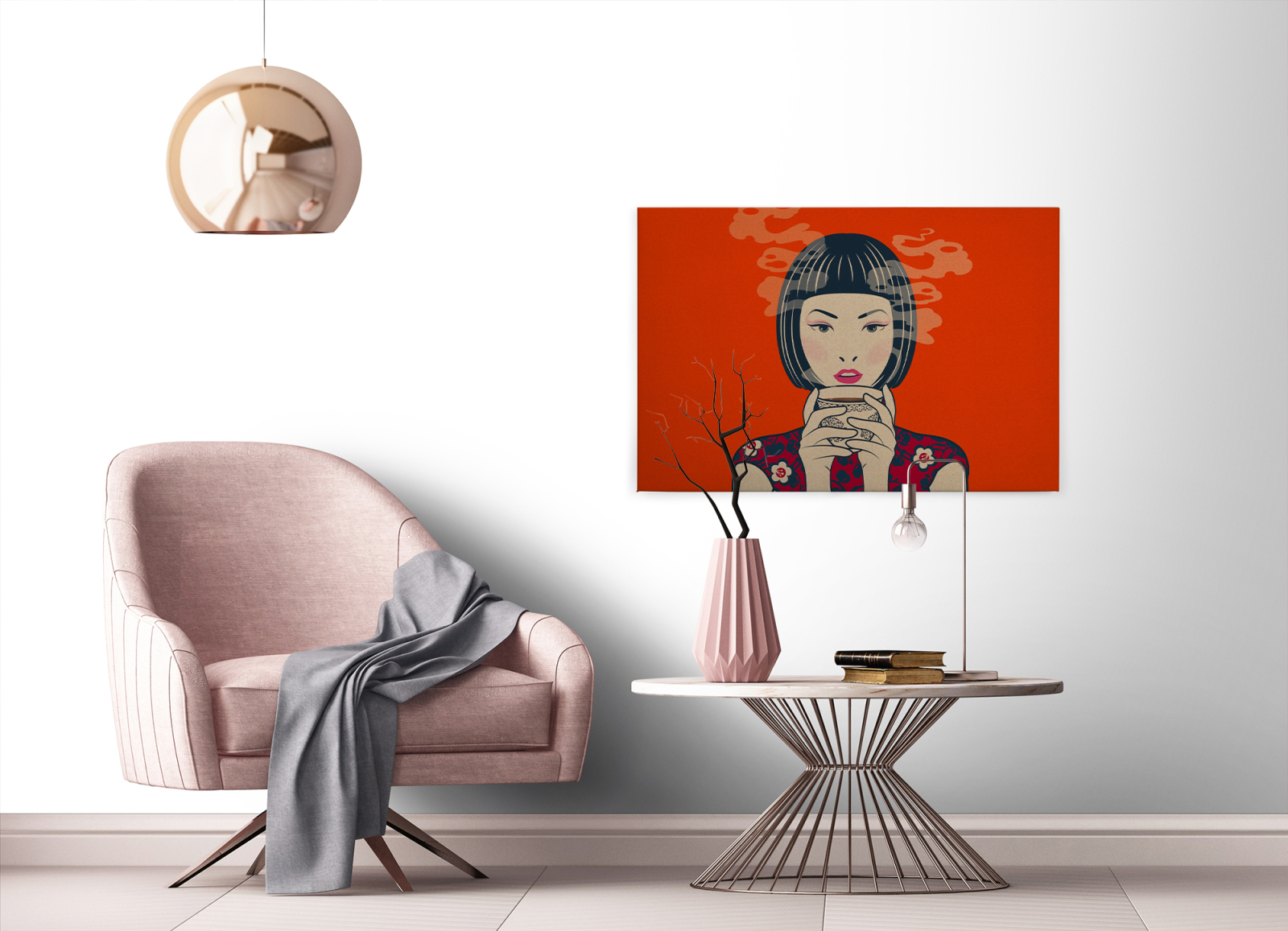 Leinwandbild AKARI - orange - 90x60 cm