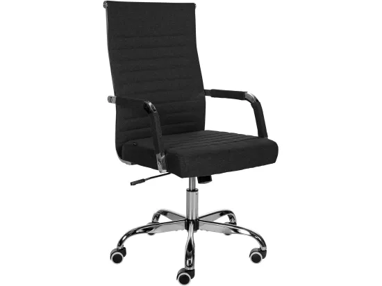 Chaise de bureau - Tissu & Métal chromé - Noir - Amadora