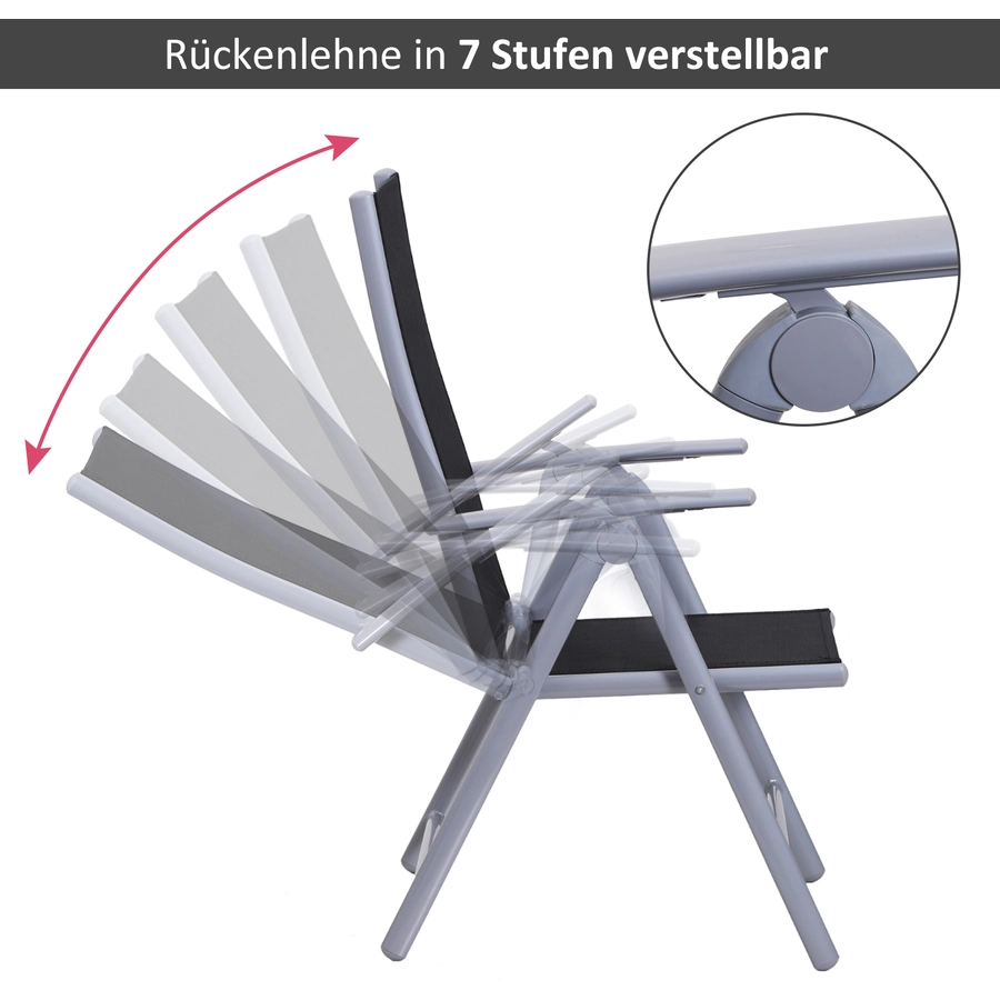 Outsunny Gartensitzgruppe mit 6 Stühlen schwarz, silber