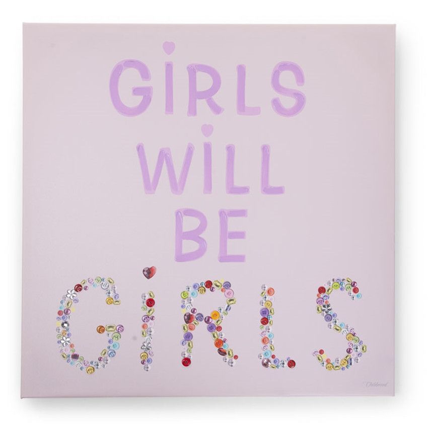 Peinture Girls & buttons 75 x 75 cm - Doré