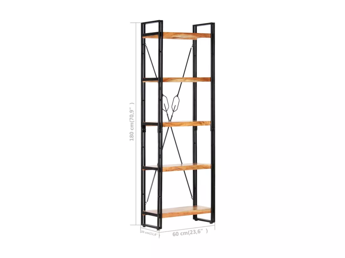 Bibliothèque à 5 niveaux 60x30x180 cm Bois d'acacia solide