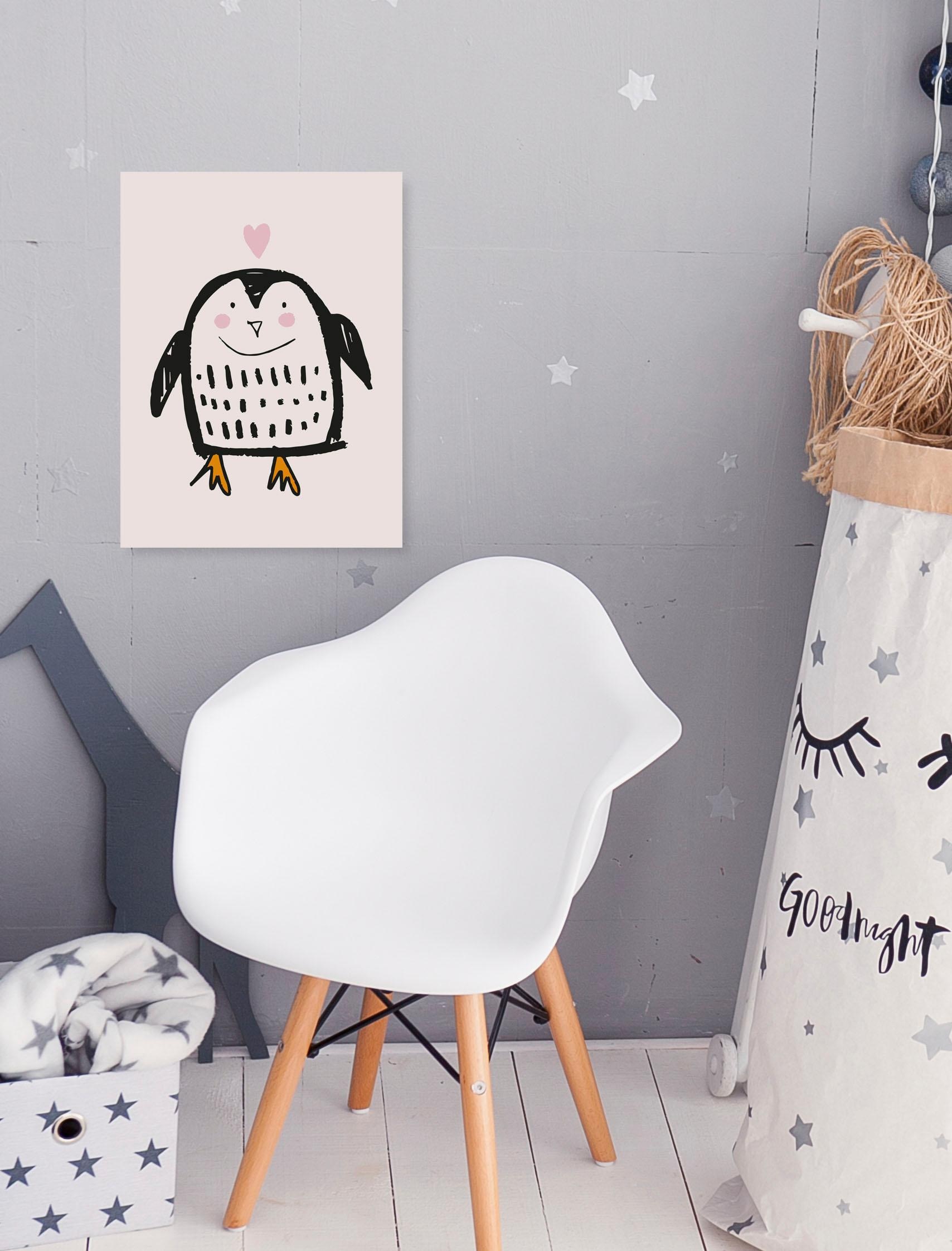 Lüttenhütt Leinwandbild »Pinguin« Herzen | Kind | Pinguine | Tiere | Wassertiere Premium-Leinwandstoff, Handarbeit aus Deutschland, Kindermotiv