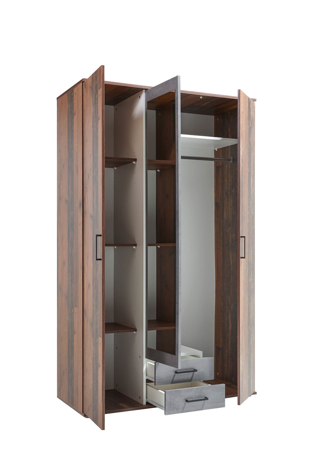 Drehtürenschrank Chicago Old Style/Betonoxid 120 x 196 x 54 cm