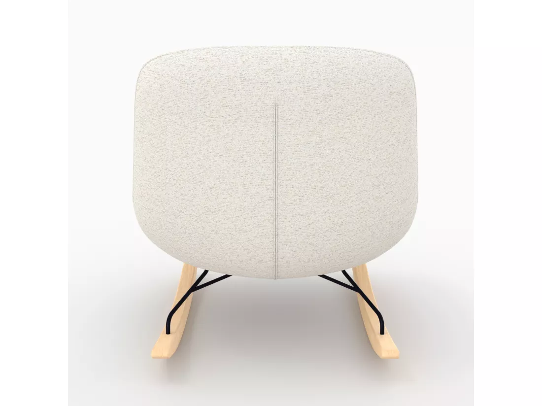 Rocking chair en tissu bouclette blanc cassé - Alvin
