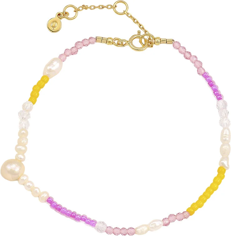 Hultquist Pink rainbow armbånd Guld
