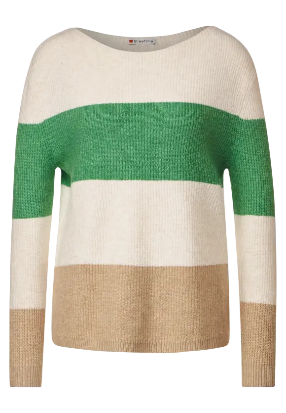 Blockstreifen Pullover - fresh gentle green melange