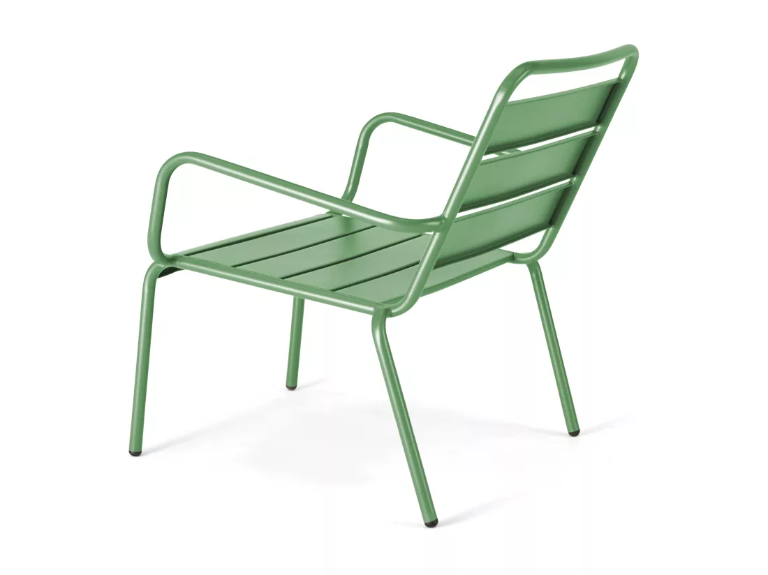 Fauteuil relax et repose pied en métal vert cactus - Palavas