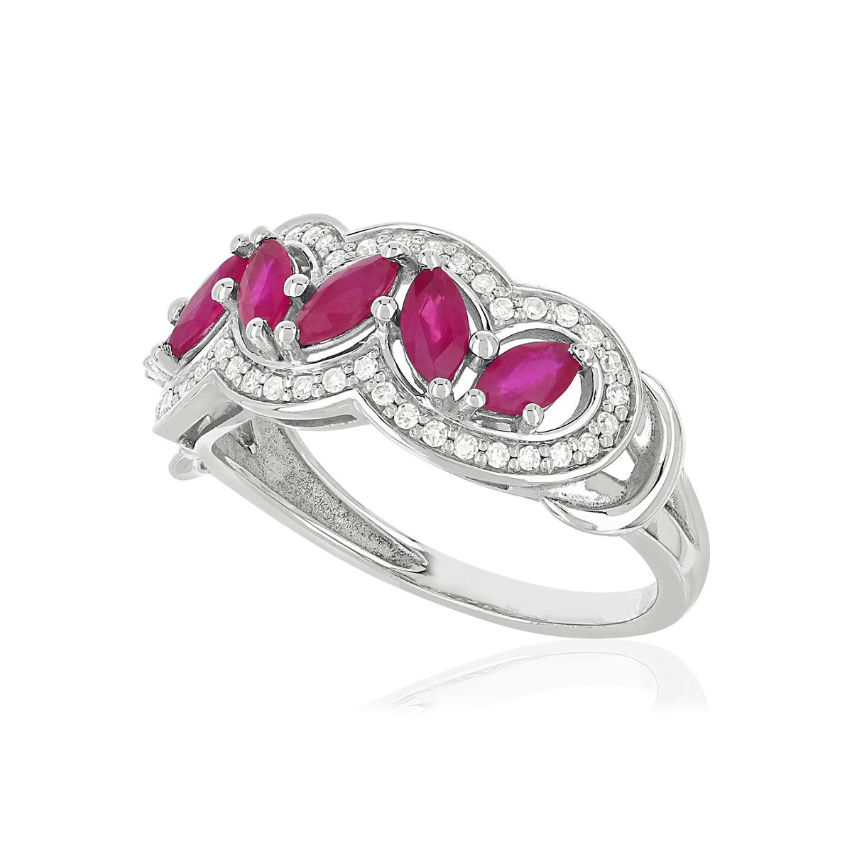 Bague MATY Or 750 blanc Rubis et Diamants