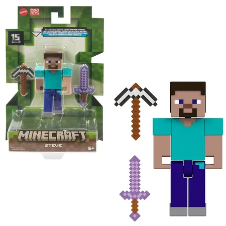 Mattel Minecraft Core Figur Steve, 8,3 cm