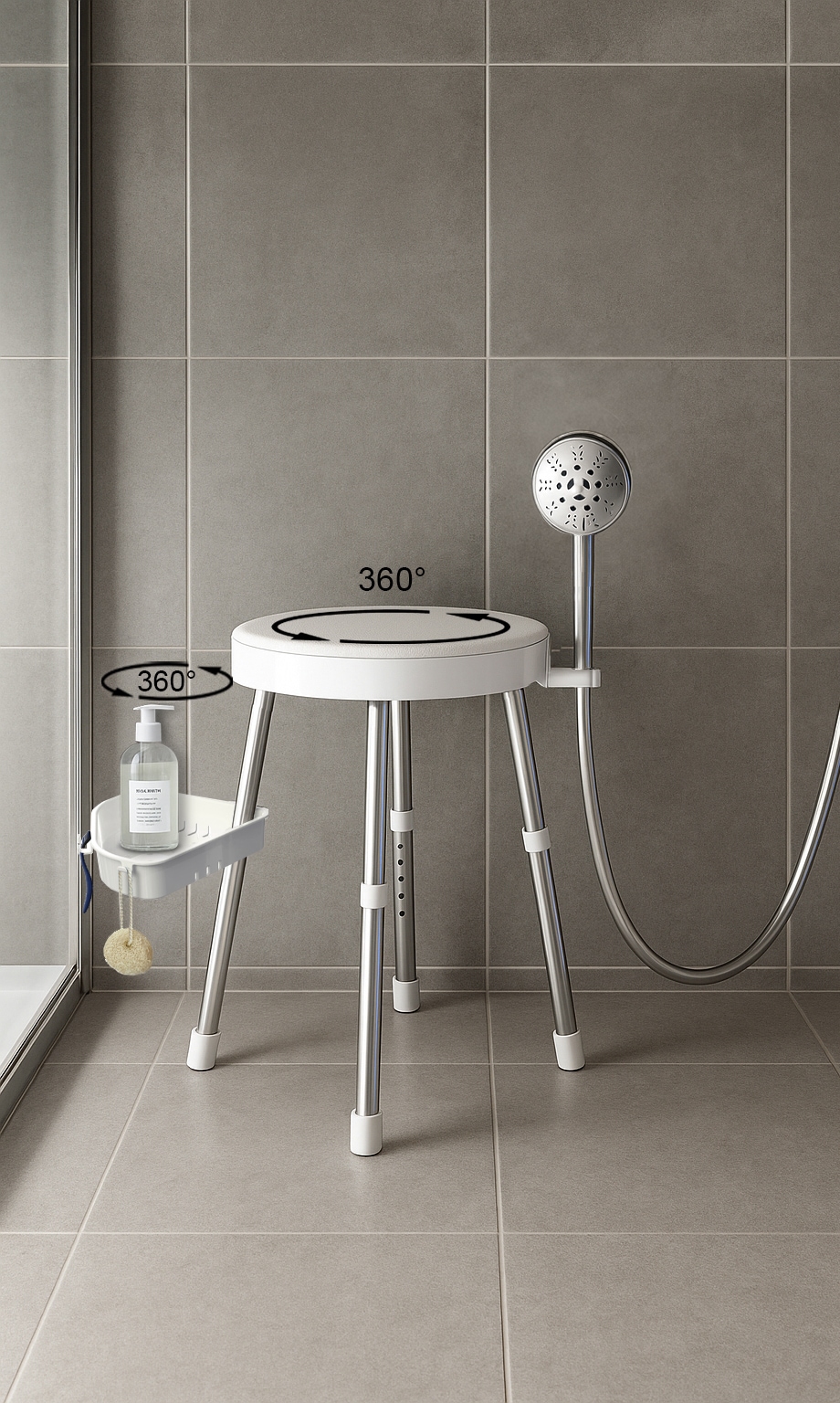 Bischof Dusch- und Badhocker »Rotate 2.0« belastbar bis 150 kg TÜV/GS geprüft, drehbare Sitzfläche und Ablage, in 2 Farben