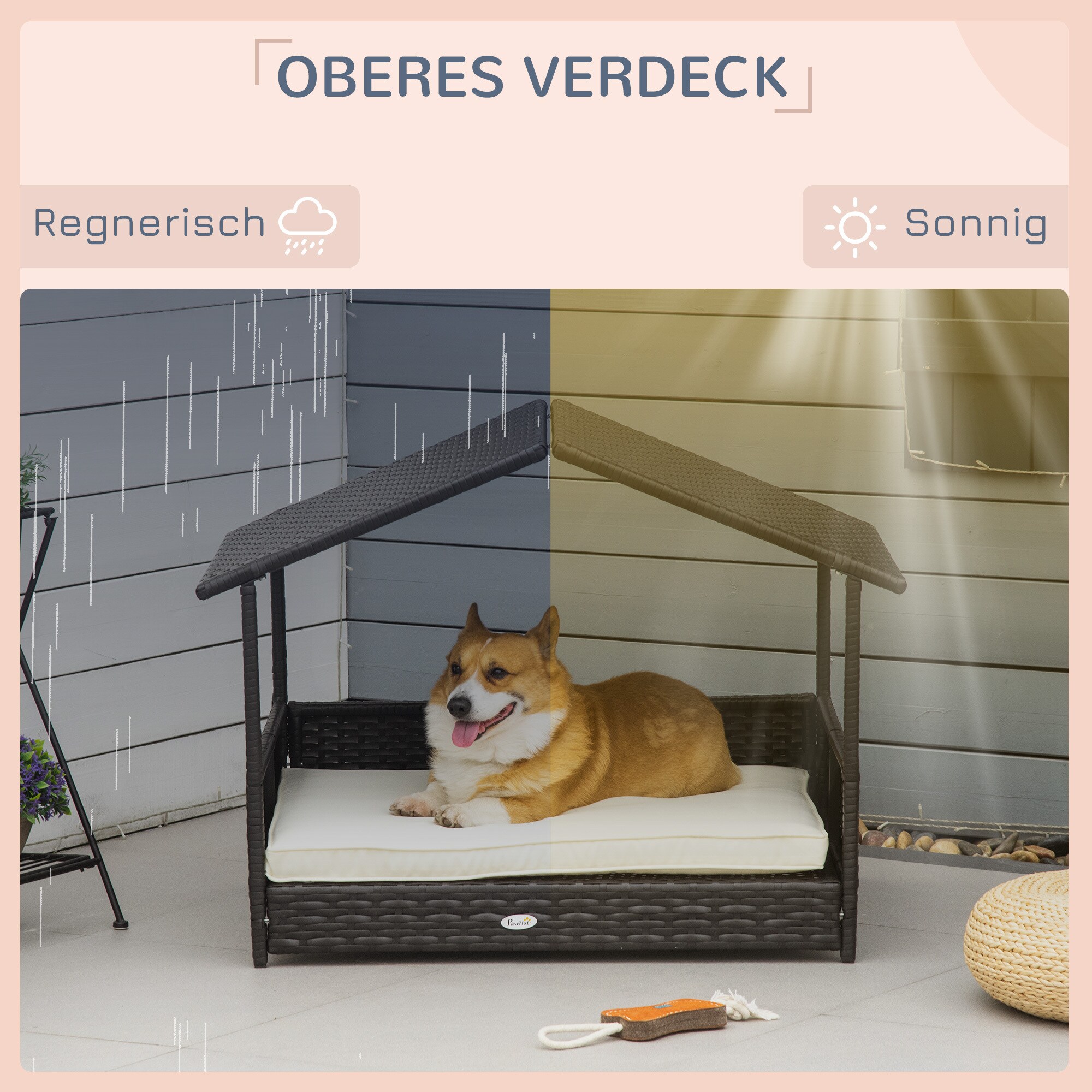PawHut Hundehaus mit Kissen 95 x 69 x 70 cm (BxTxH)