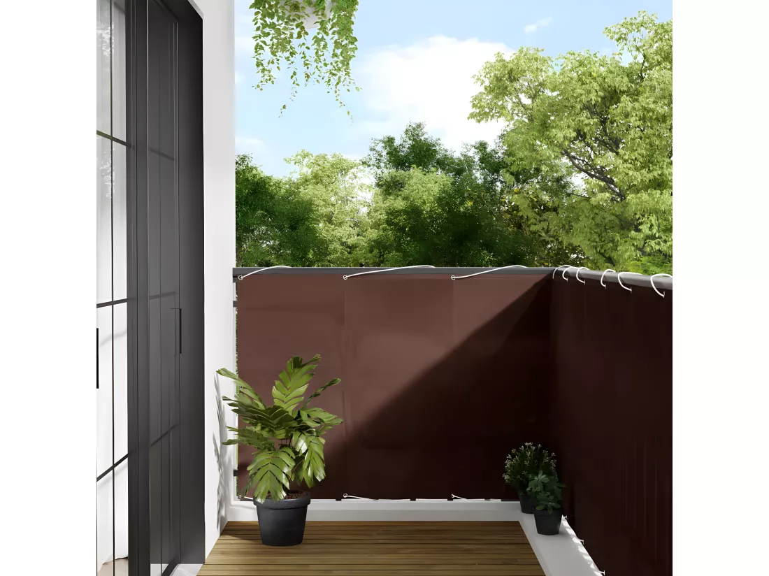 Écran de balcon marron 120x800 cm 100% polyester oxford