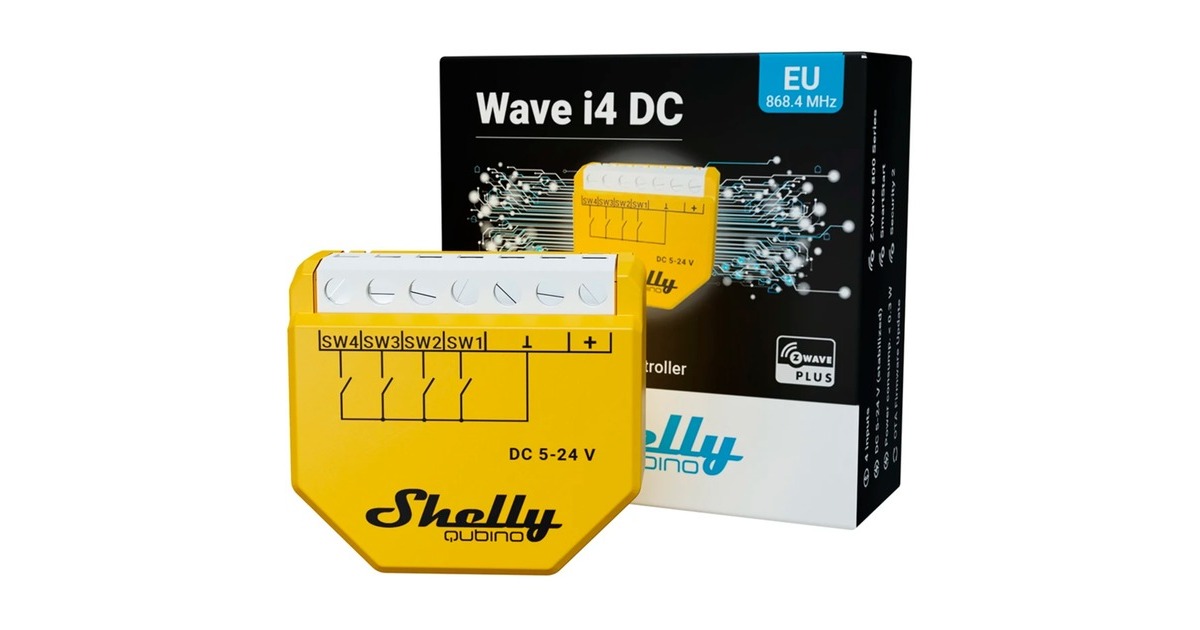 ShellyQubino Wave i4 DC schakelaar  (Geel)