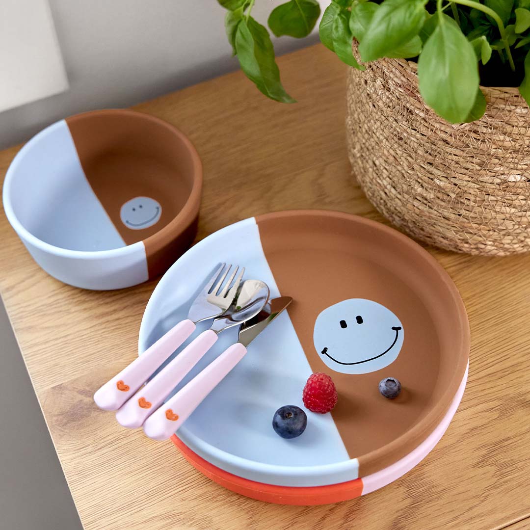 lässig kinderbestek met siliconen greep happy rascals - heart lavender