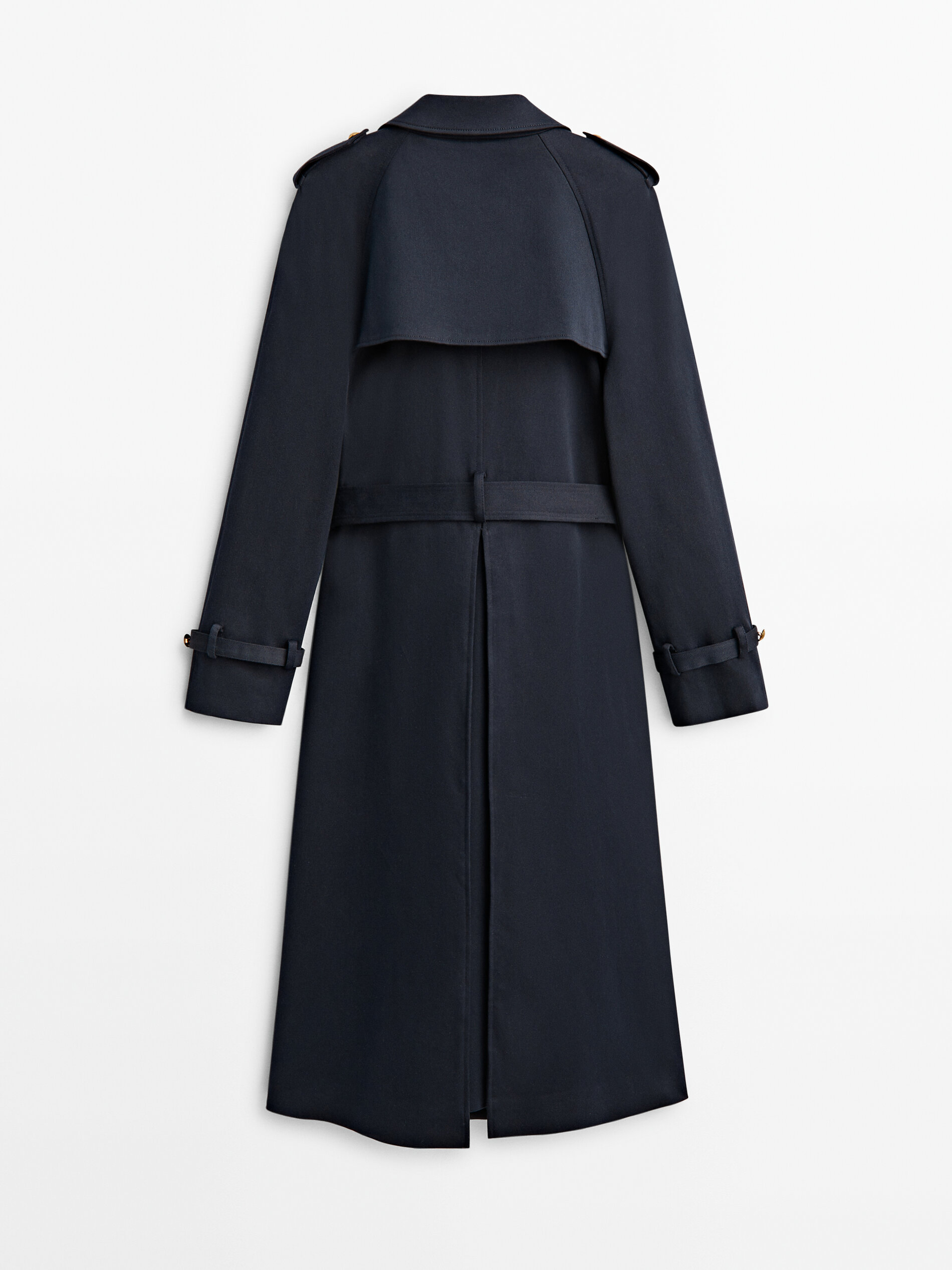 Trench coat com botões dourados - AZUL MARINHO