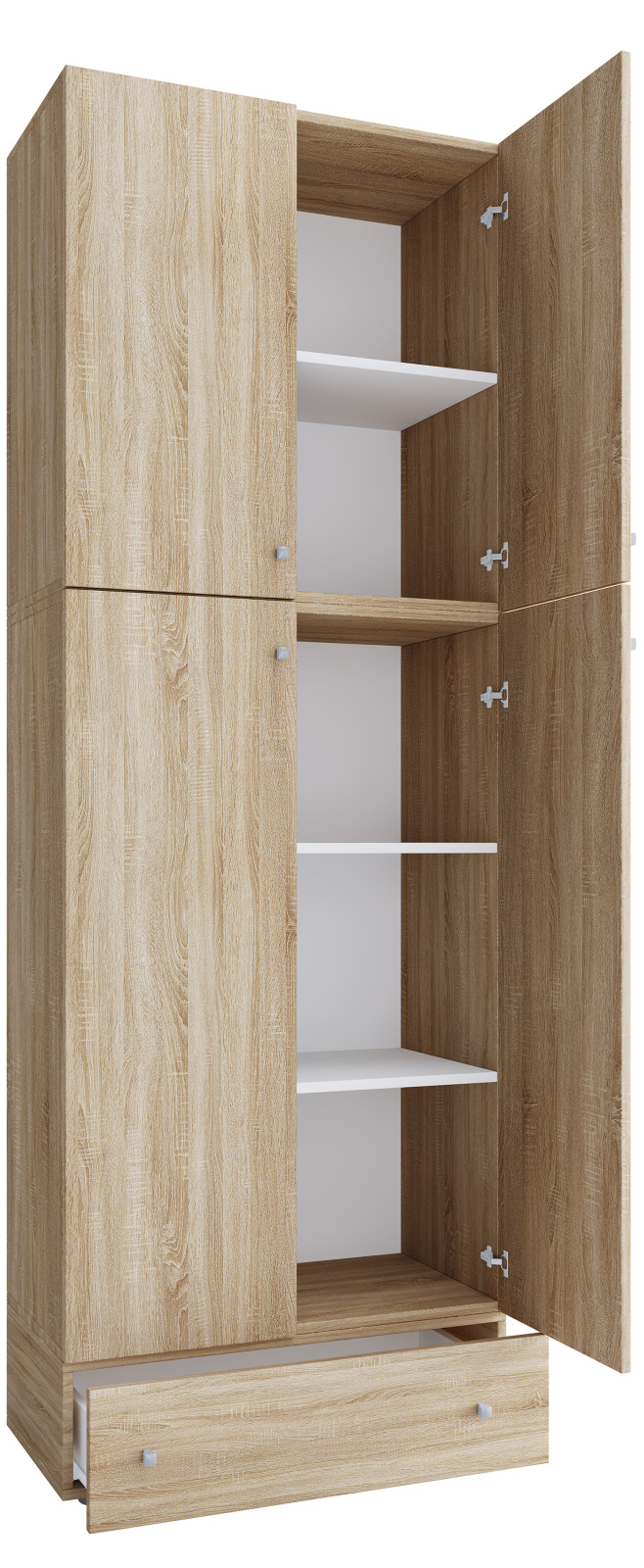Büroschrank LONA XXL - Sonoma Eiche - mit Drehtüren und Schublade - 200 cm hoch