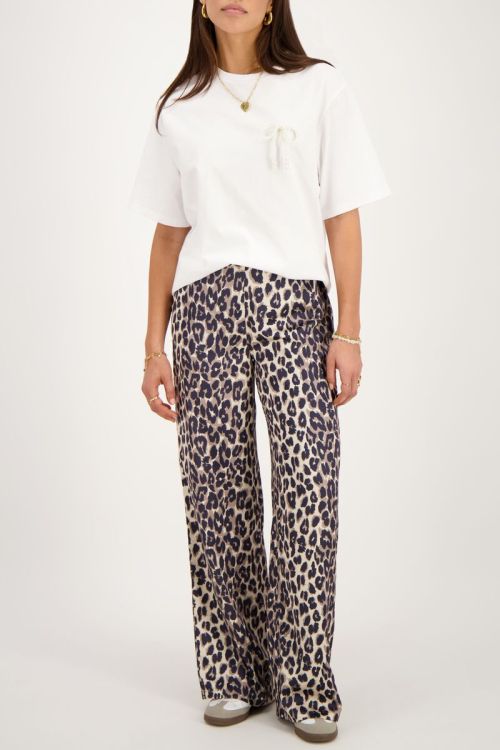 Panterprint broek satijnen look
