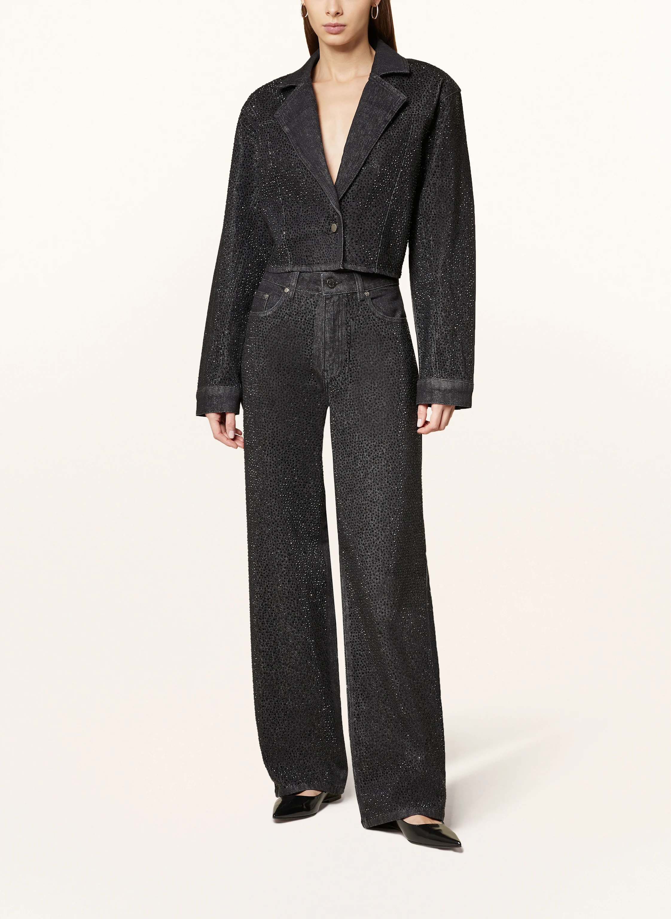GESTUZ Cropped-Jeansjacke ZORAHGZ mit Schmucksteinen