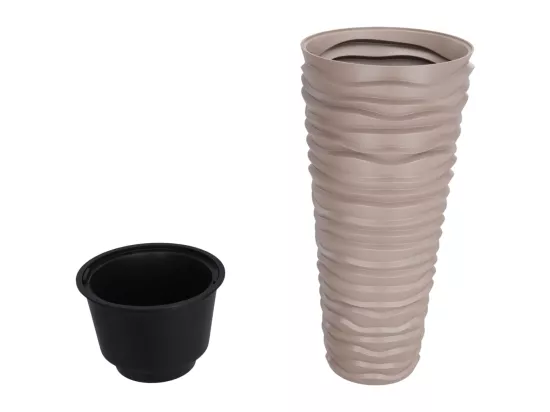 Jardinière et intérieur amovible moka 18/45 L PP aspect rainuré