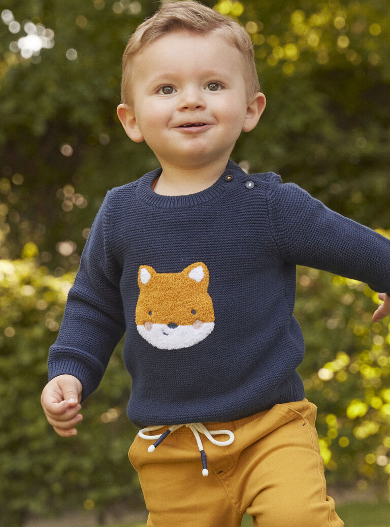Pull bleu marine en tricot