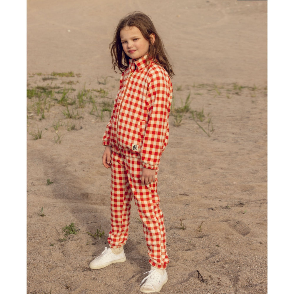 Køb Mini Rodini Red Gingham AOP Fleece Jakke