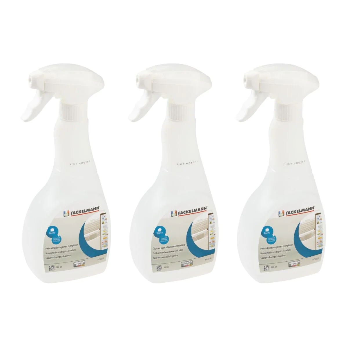 Lot de 3 dégivrants réfrigérateur et congélateur en spray 500 ml Facke