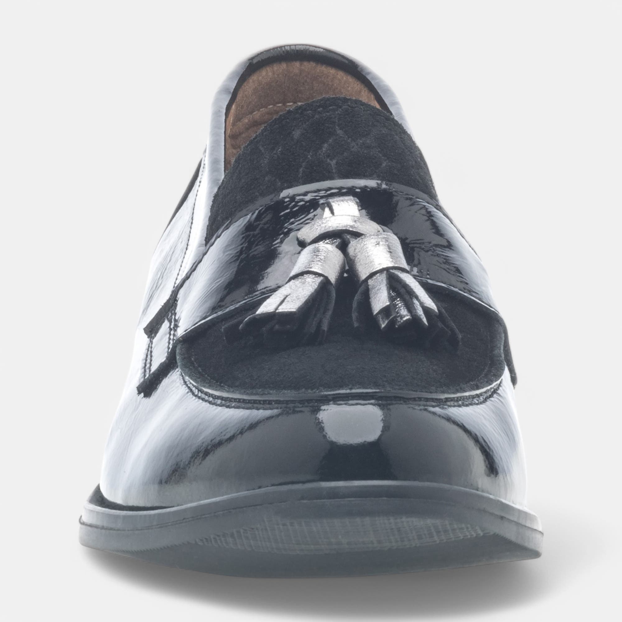 Mocassins Femme en cuir noir vernis
