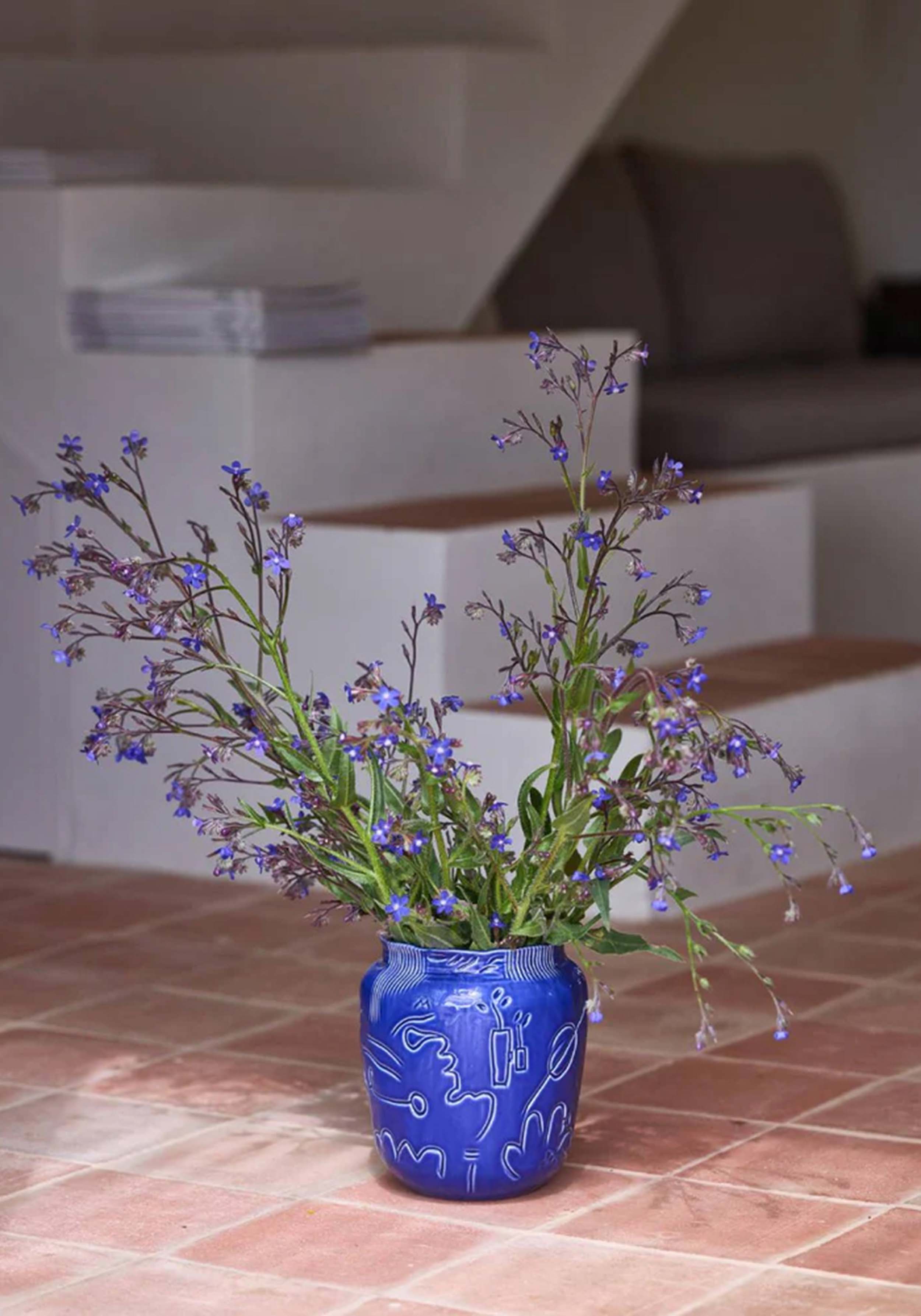 Onomao Mittelgrosse Vase II Edition Enguerrand Poncelin Azur