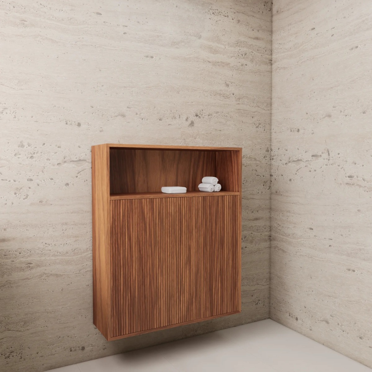 Gliss Design Timotheus badkamerkast met ribbelfront 100cm walnut