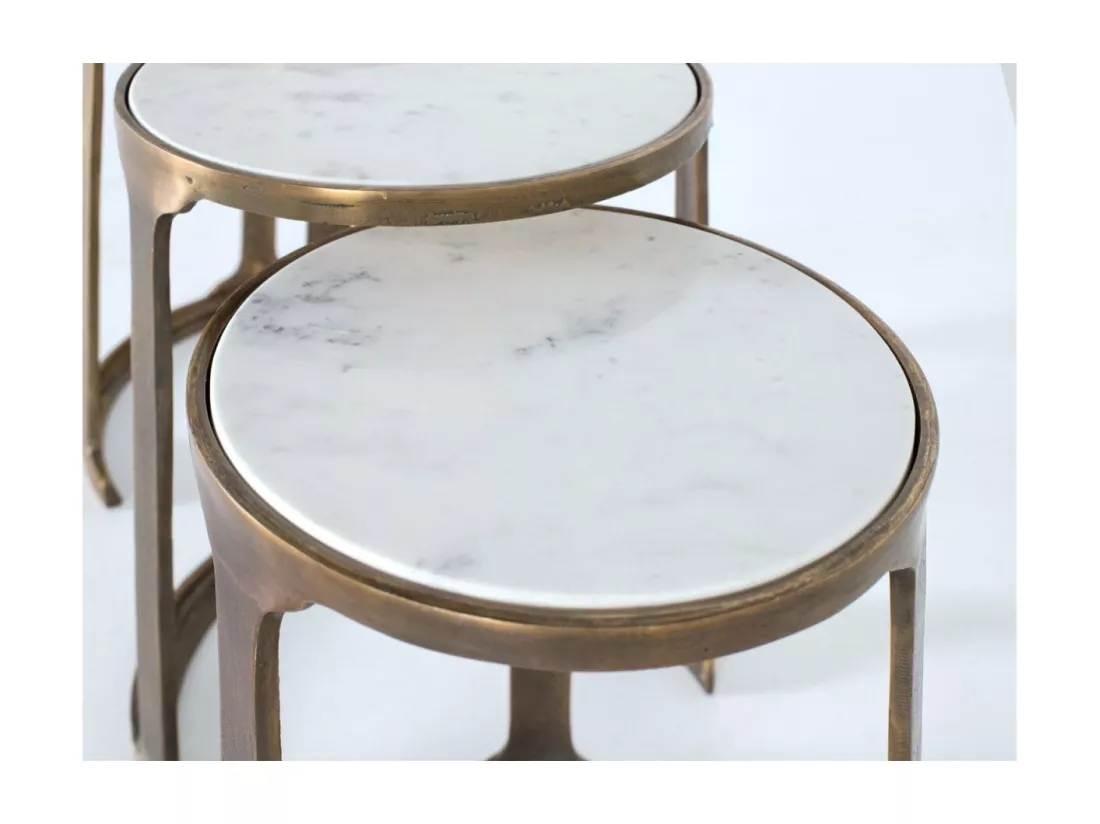 Lot de 3 sellettes marbre Fer-Marbre Or - Décoration d'Autrefois