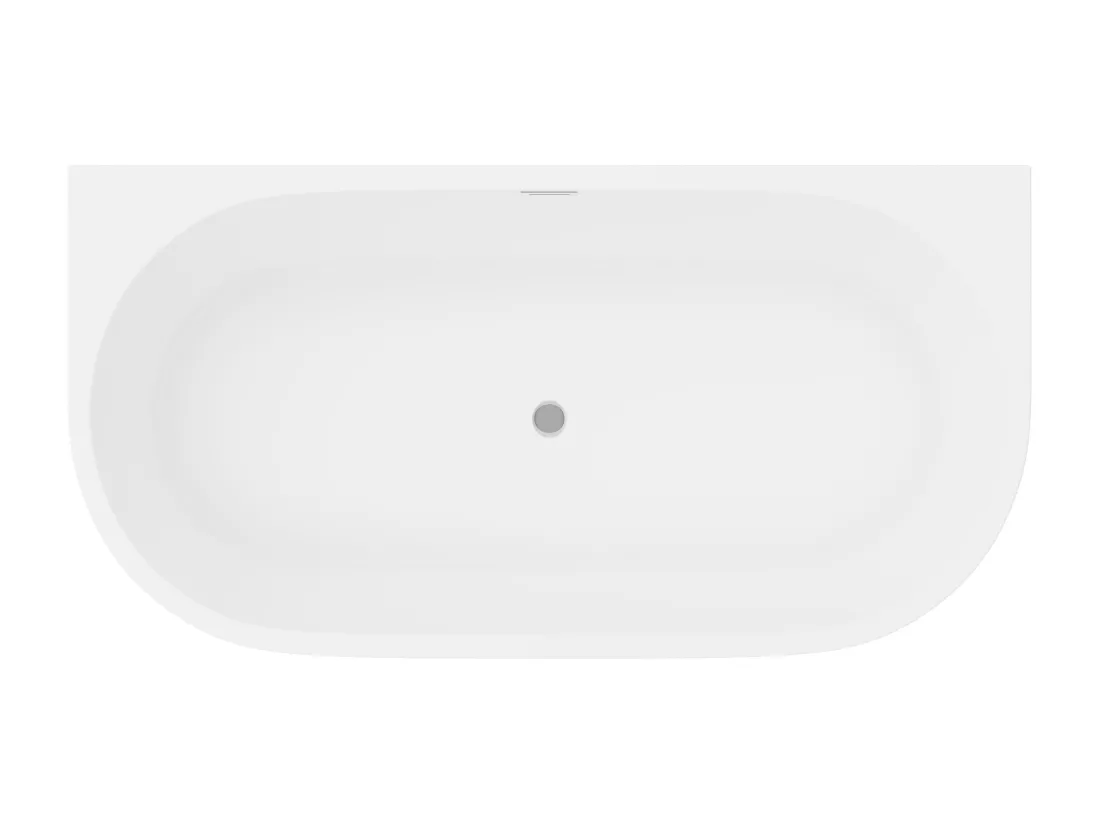 Baignoire semi îlot - 175L - 130 x 71,5 x 58 cm - Blanche - Acrylique - DIVINA